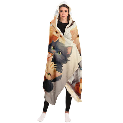 Cute Kitties Hooded Blanket   