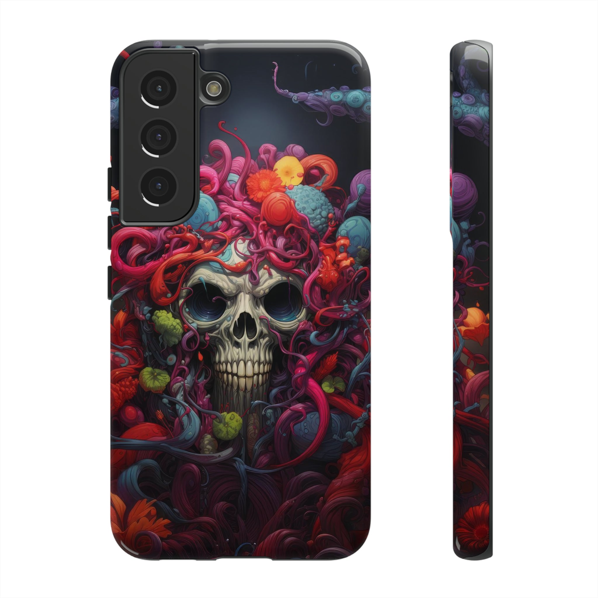 Psychedelic Skull & Tentacles Phone Case Samsung Galaxy S22 Glossy 