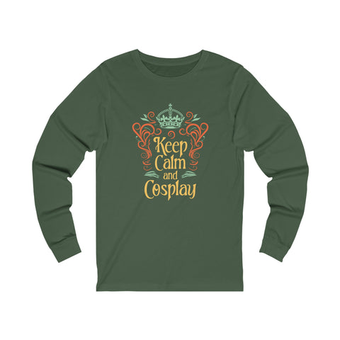 Unisex Keep Calm and Cosplay Long Sleeve T Shirt S Heather Forest 