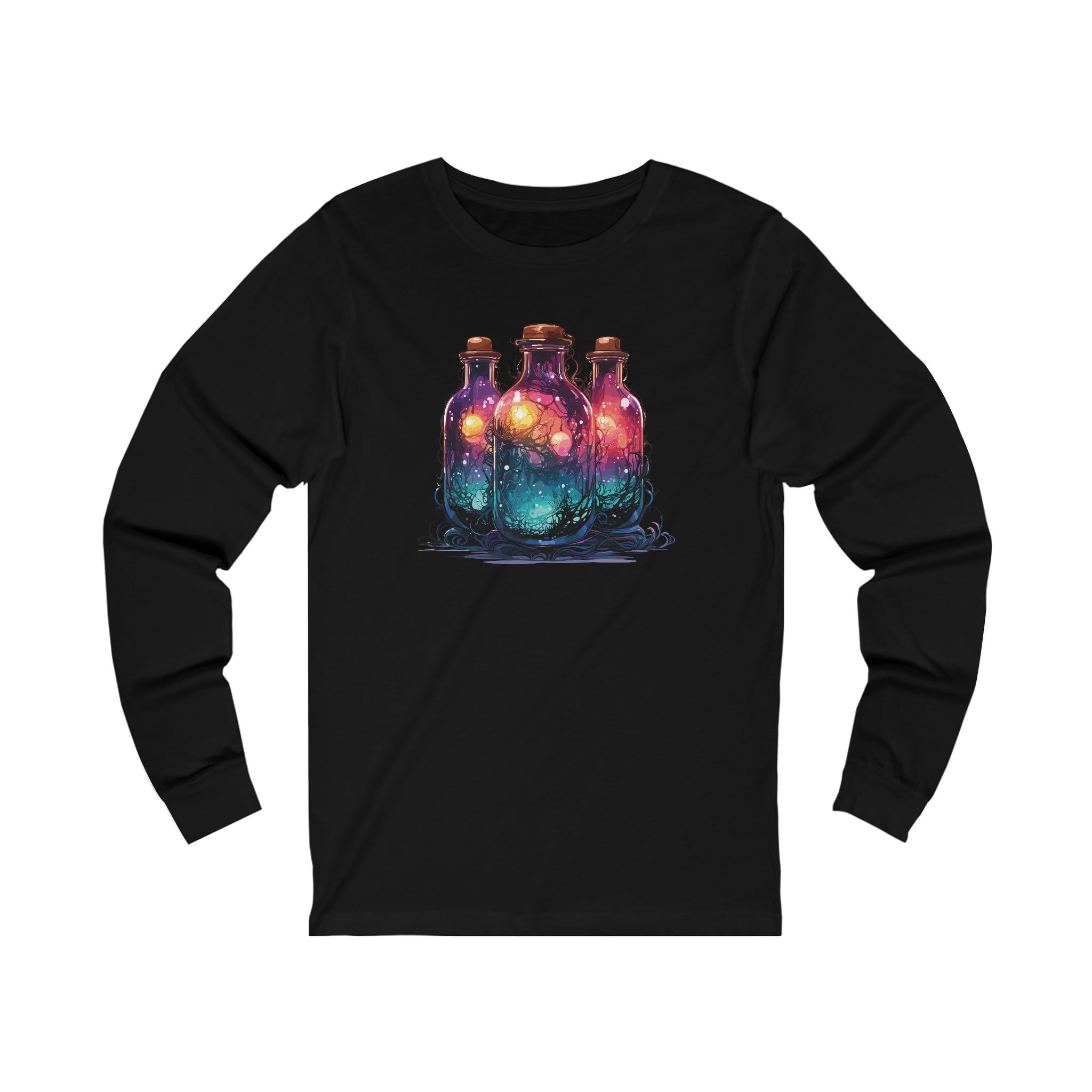 Unisex Dark Magic Bottles Long Sleeve T Shirt S Black 