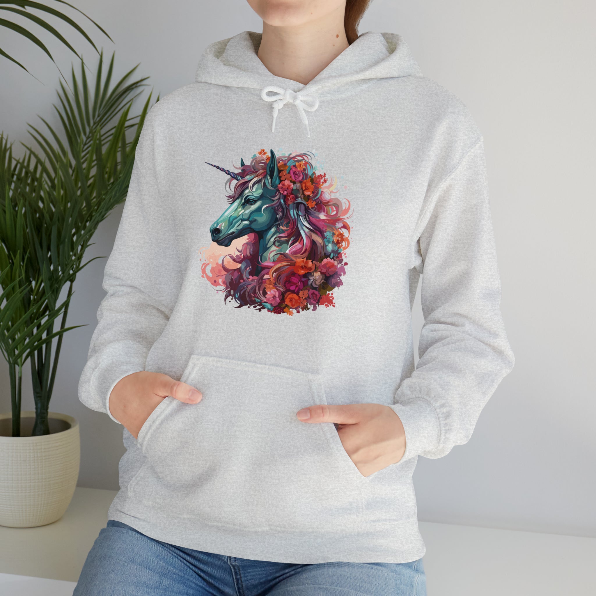 Unisex Unicorn Flowers Hoodie   