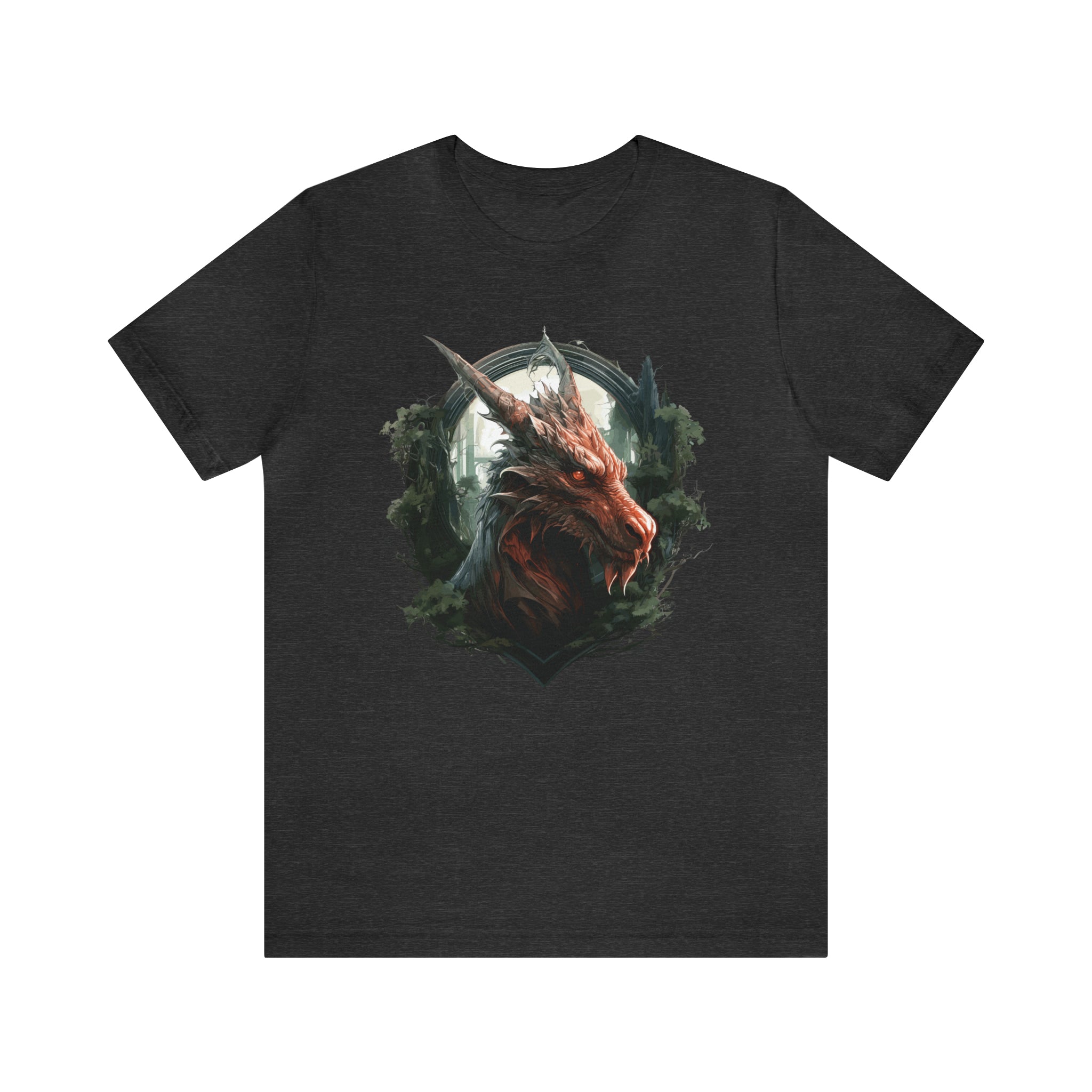 Unisex Dragon Face T Shirt Dark Grey Heather S 