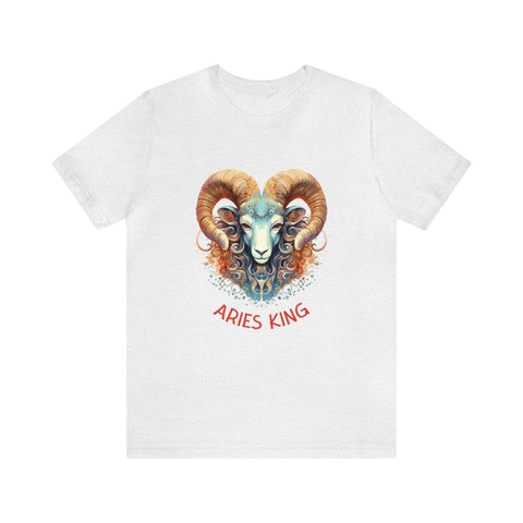 Mens Aries King T Shirt Ash S 