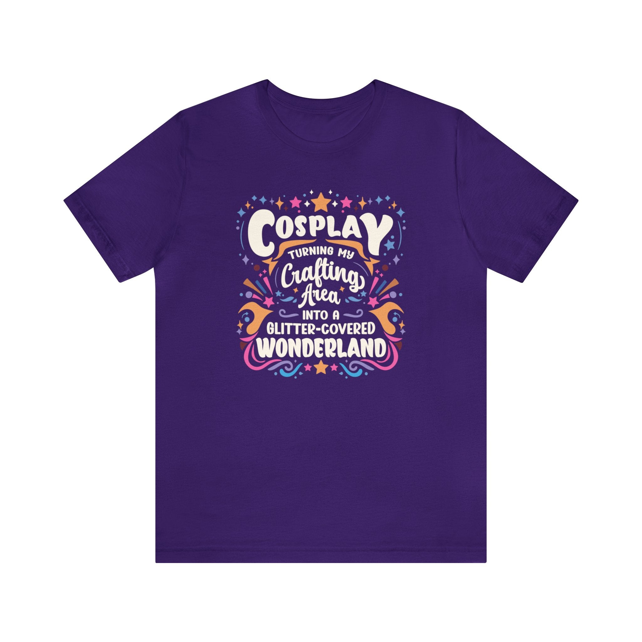 Unisex Cosplay Glitter-Covered Wonderland T Shirt Team Purple S 