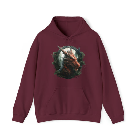 Unisex Dragon Face Hoodie Maroon S 