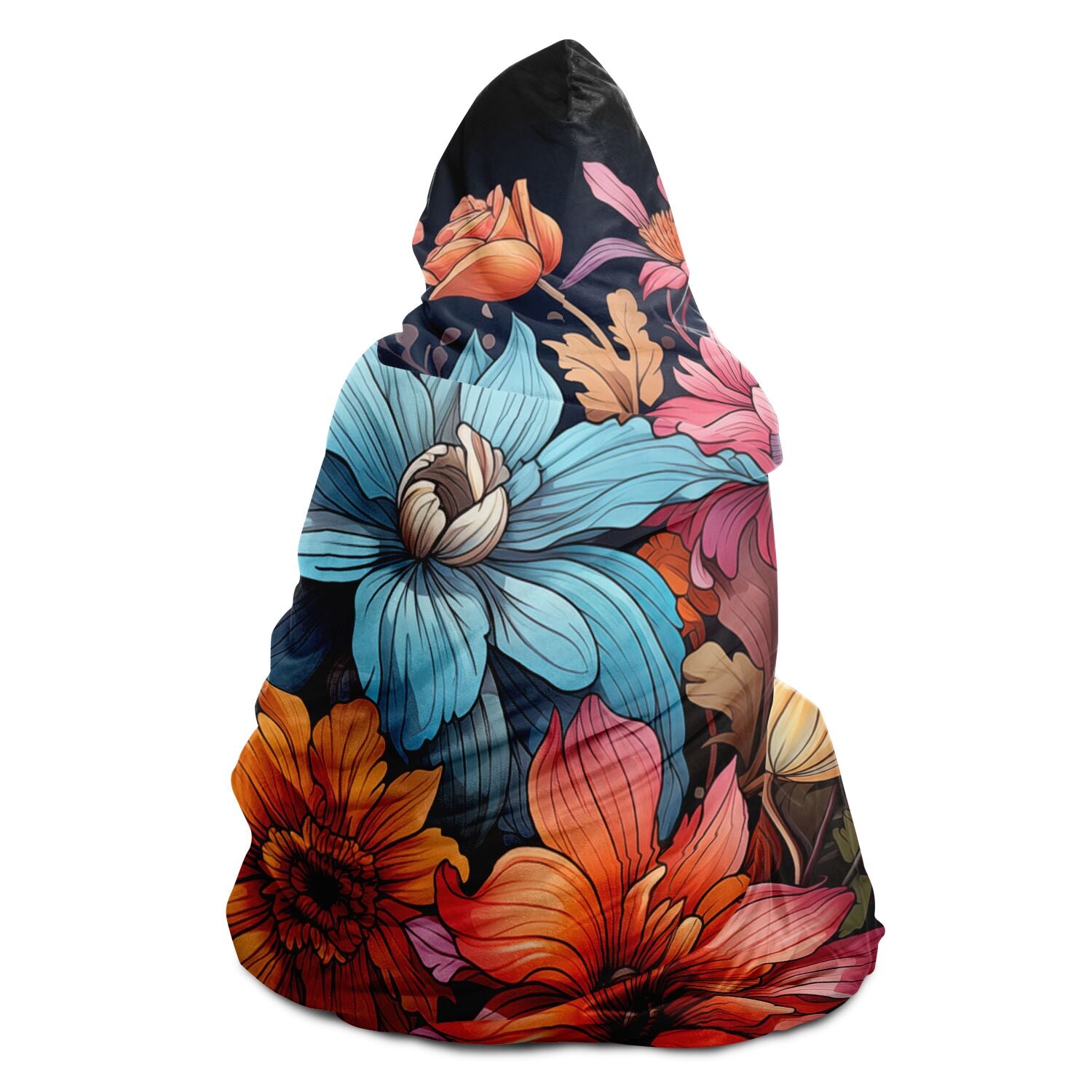 Colorful Flowers Hooded Blanket   