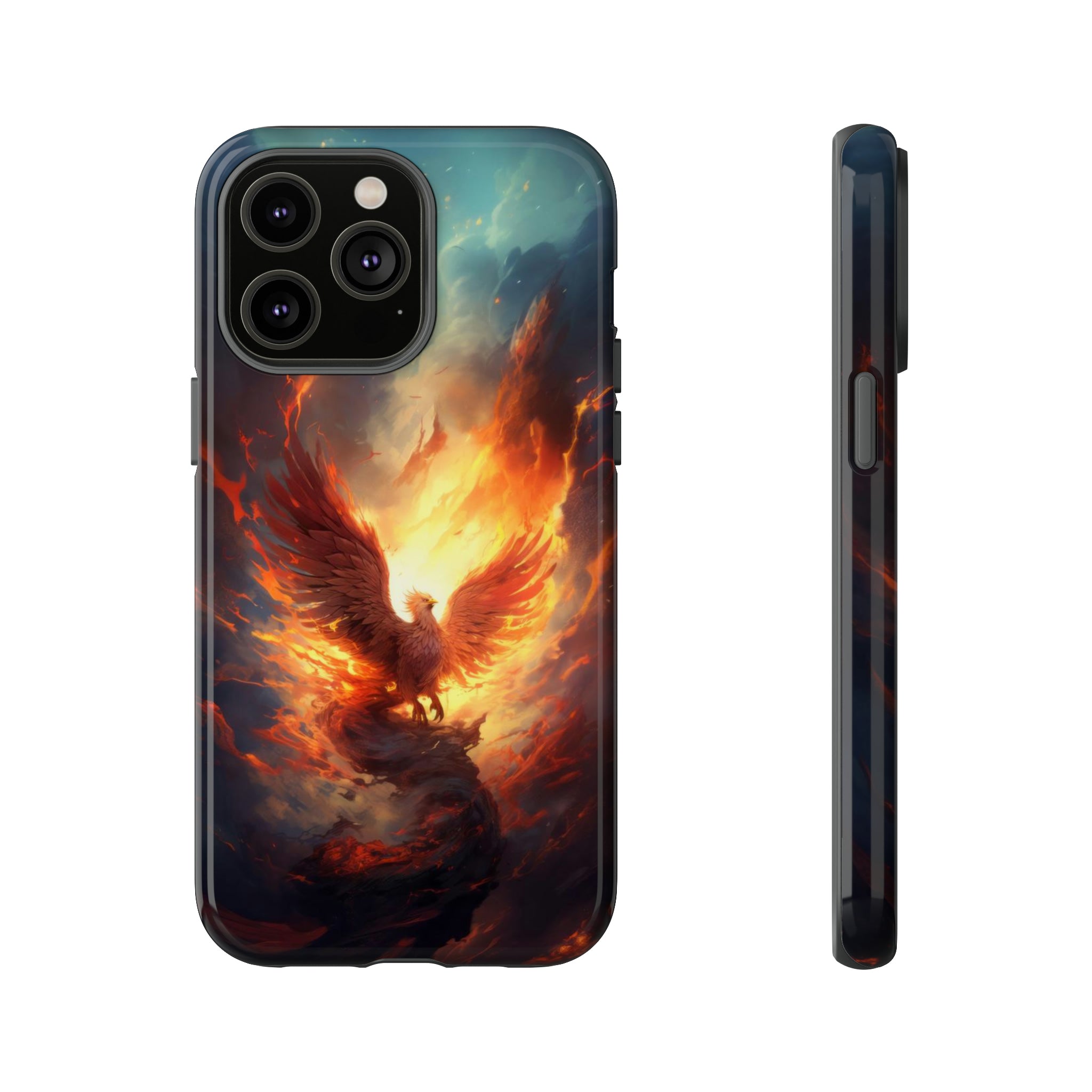 Phoenix in the Clouds Phone Case iPhone 14 Pro Max Glossy 