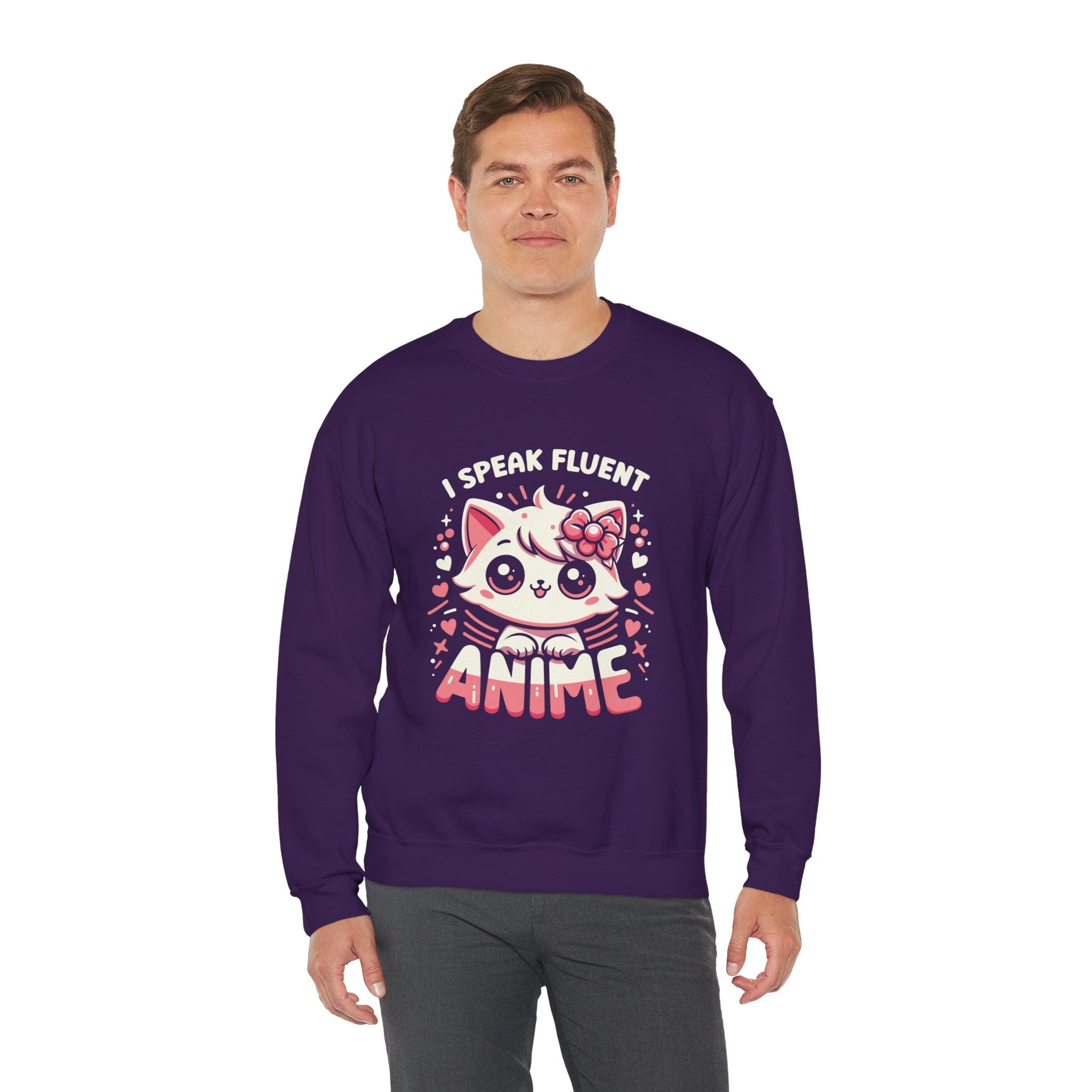 Unisex I Speak Fluent Anime Cute Cat Sweatshirt   