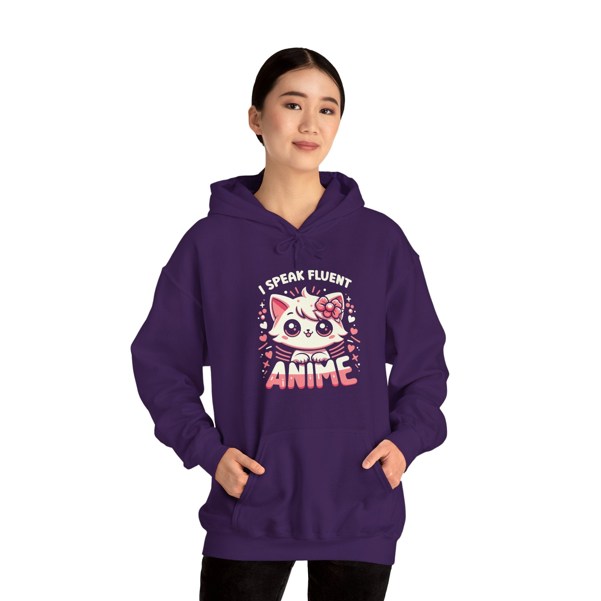 Unisex I Speak Fluent Anime Cute Cat Hoodie   