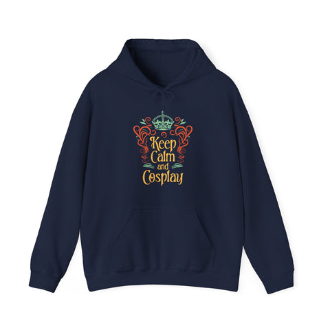 Unisex Keep Calm and Cosplay Hoodie Navy S 