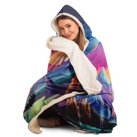 Dreamy Mountainscape Hooded Blanket   