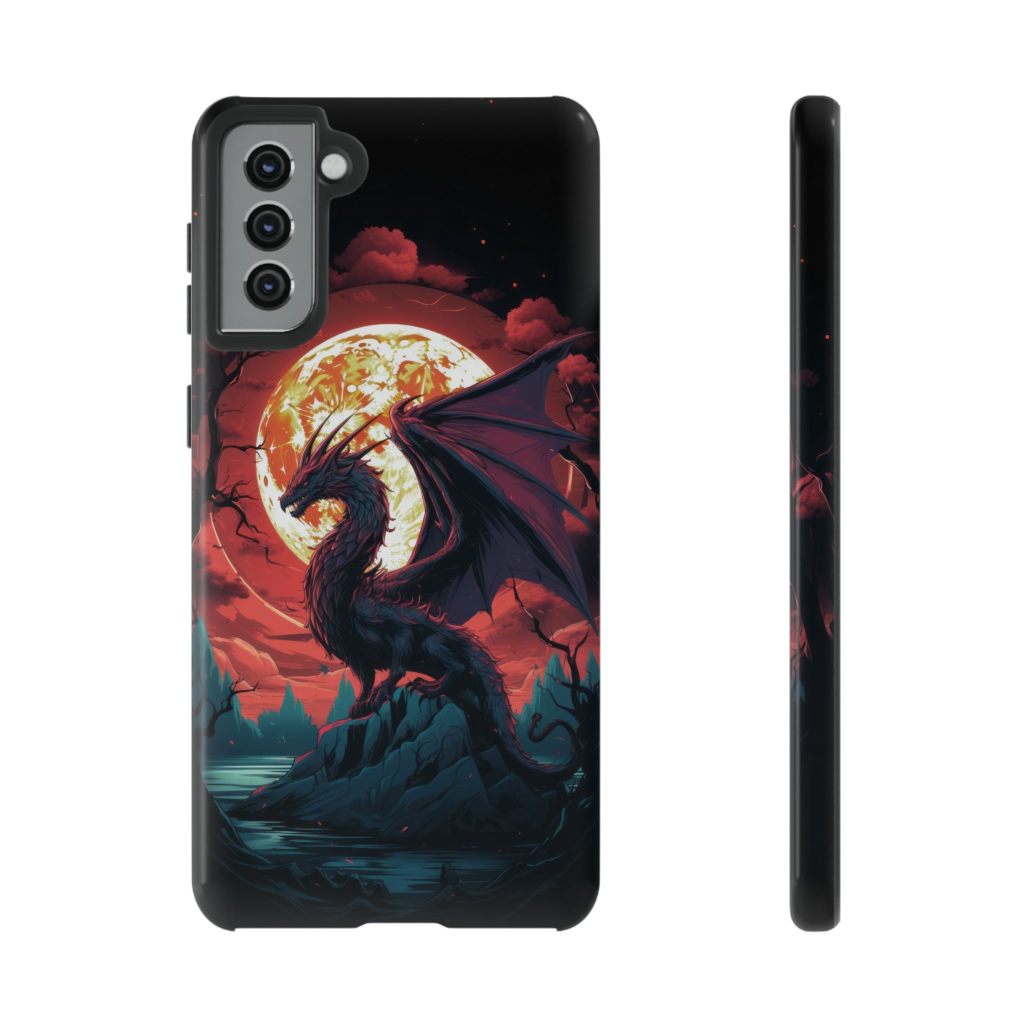 Dragon Fiery Moonlight Phone Case Samsung Galaxy S21 Plus Glossy 