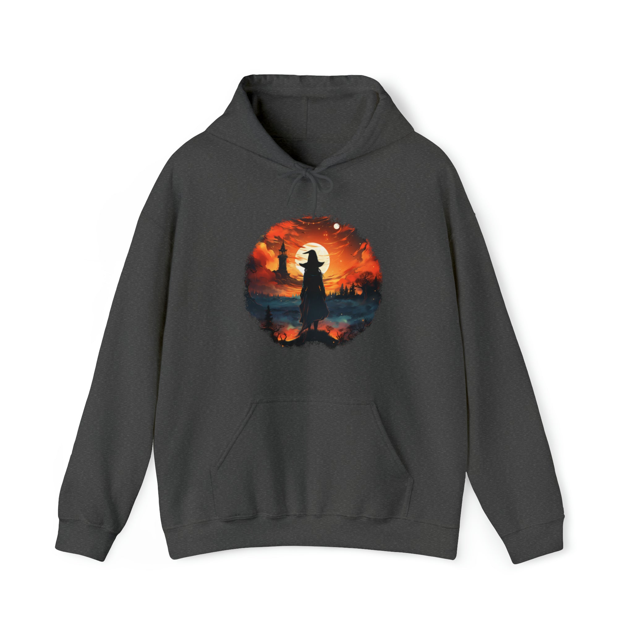 Unisex Witch Silhouette Hoodie Dark Heather S 