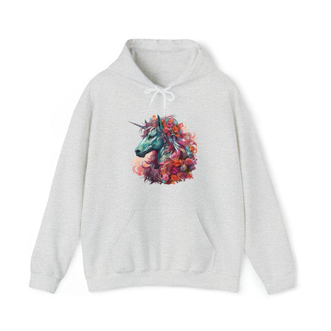 Unisex Unicorn Flowers Hoodie Ash S 