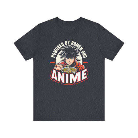 Unisex Powered by Ramen and Anime T Shirt Heather Navy S 