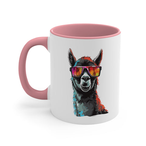 11oz Black Llama Sunglasses Coffee Mug 11oz Pink 