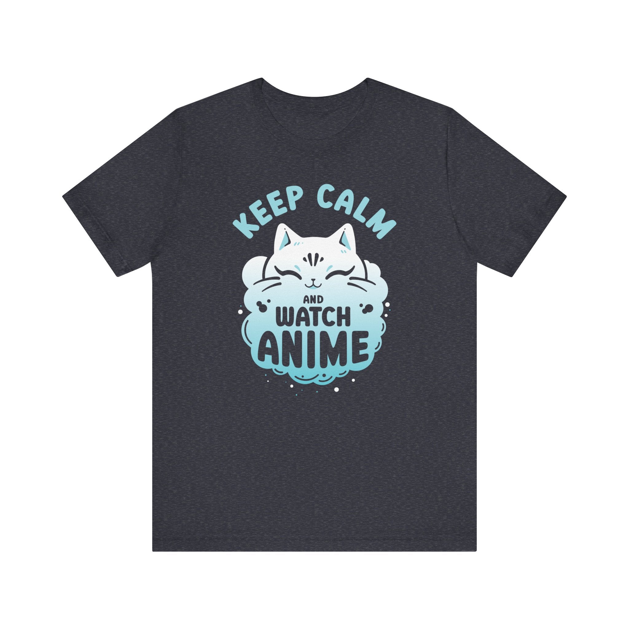 Unisex Keep Calm and Watch Anime T Shirt Heather Navy S 