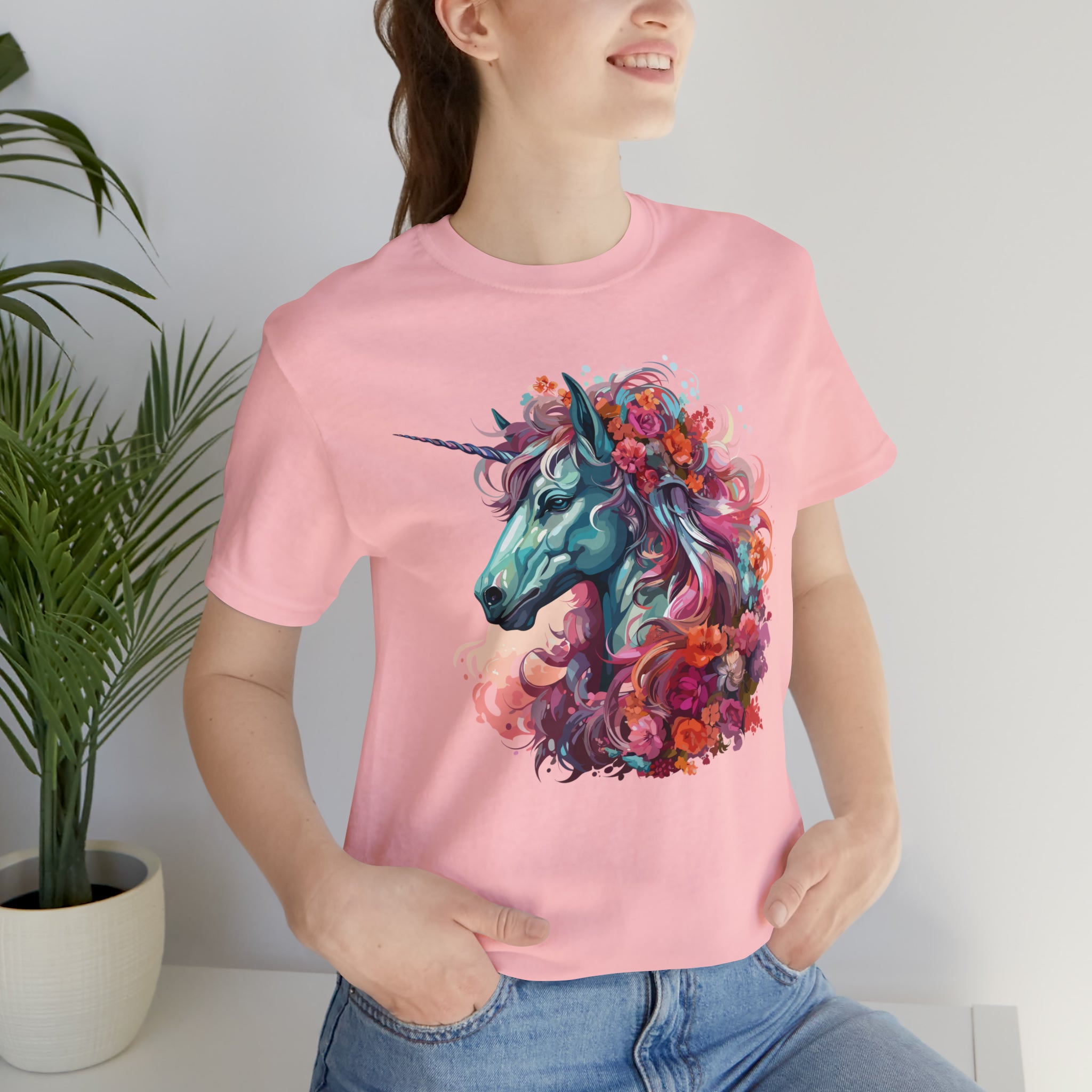 Unisex Unicorn Flowers T Shirt   