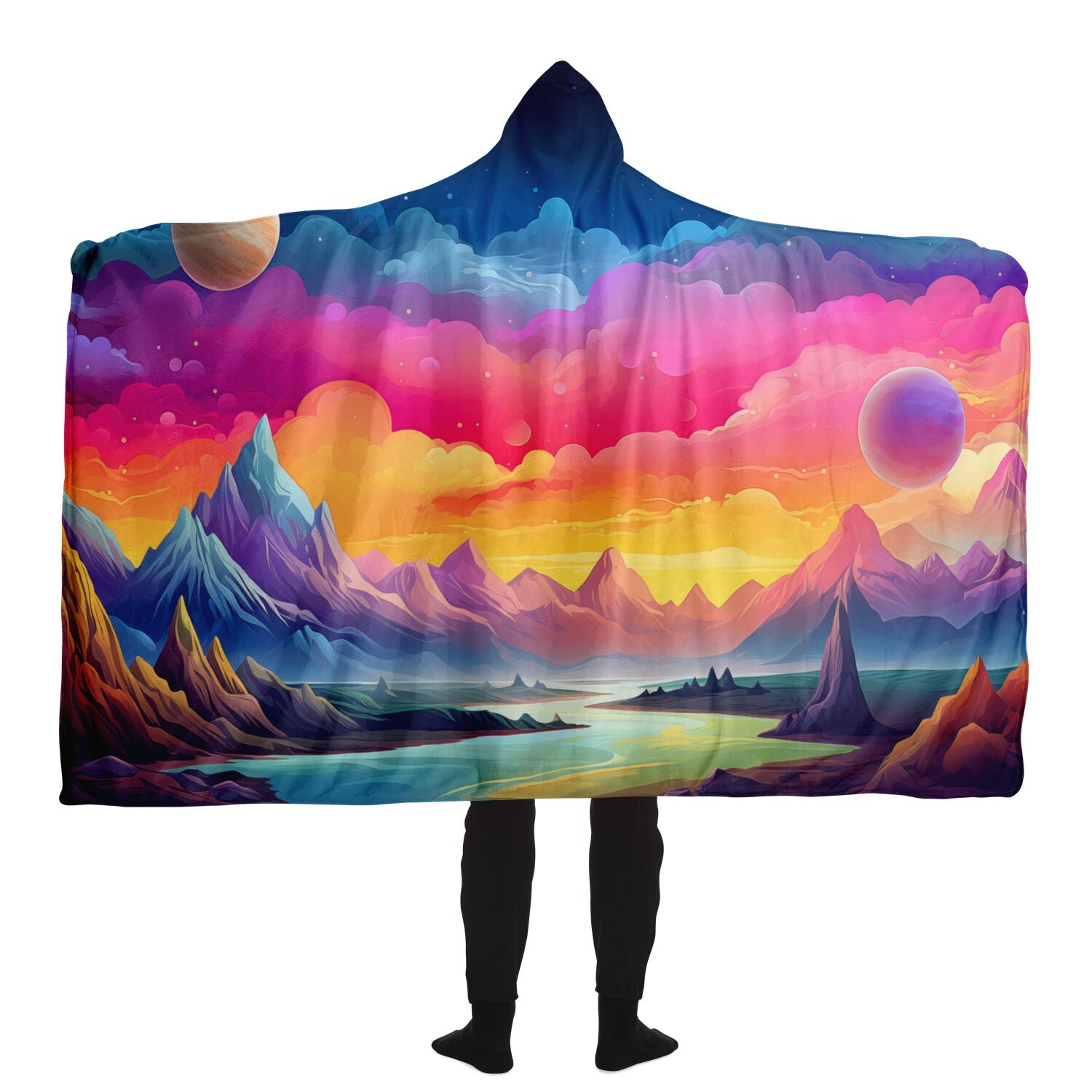 Dreamy Mountainscape Hooded Blanket   