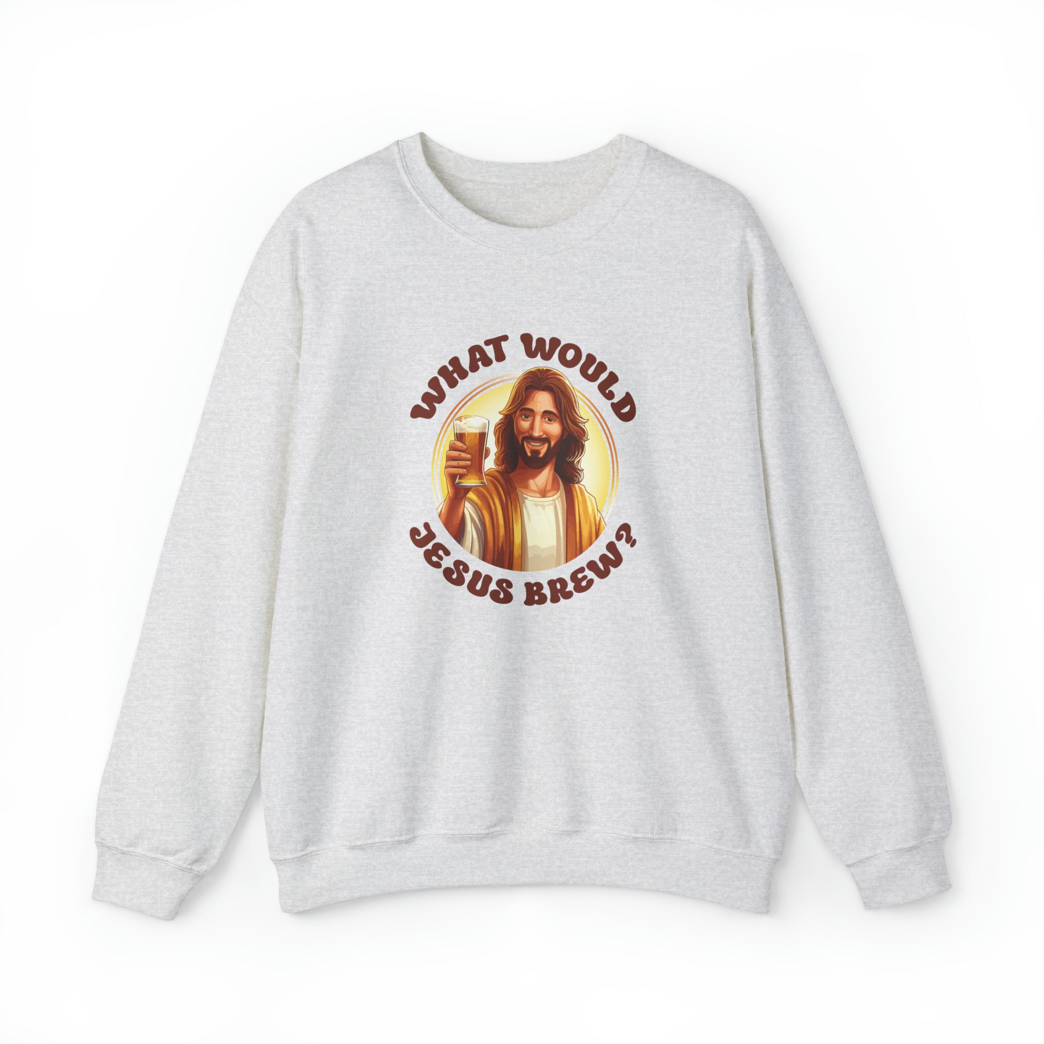 Unisex What Would Jesus Brew Beer Sweatshirt S Ash 