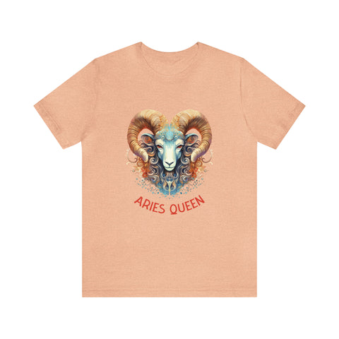 Womens Aries Queen T Shirt Heather Peach S 