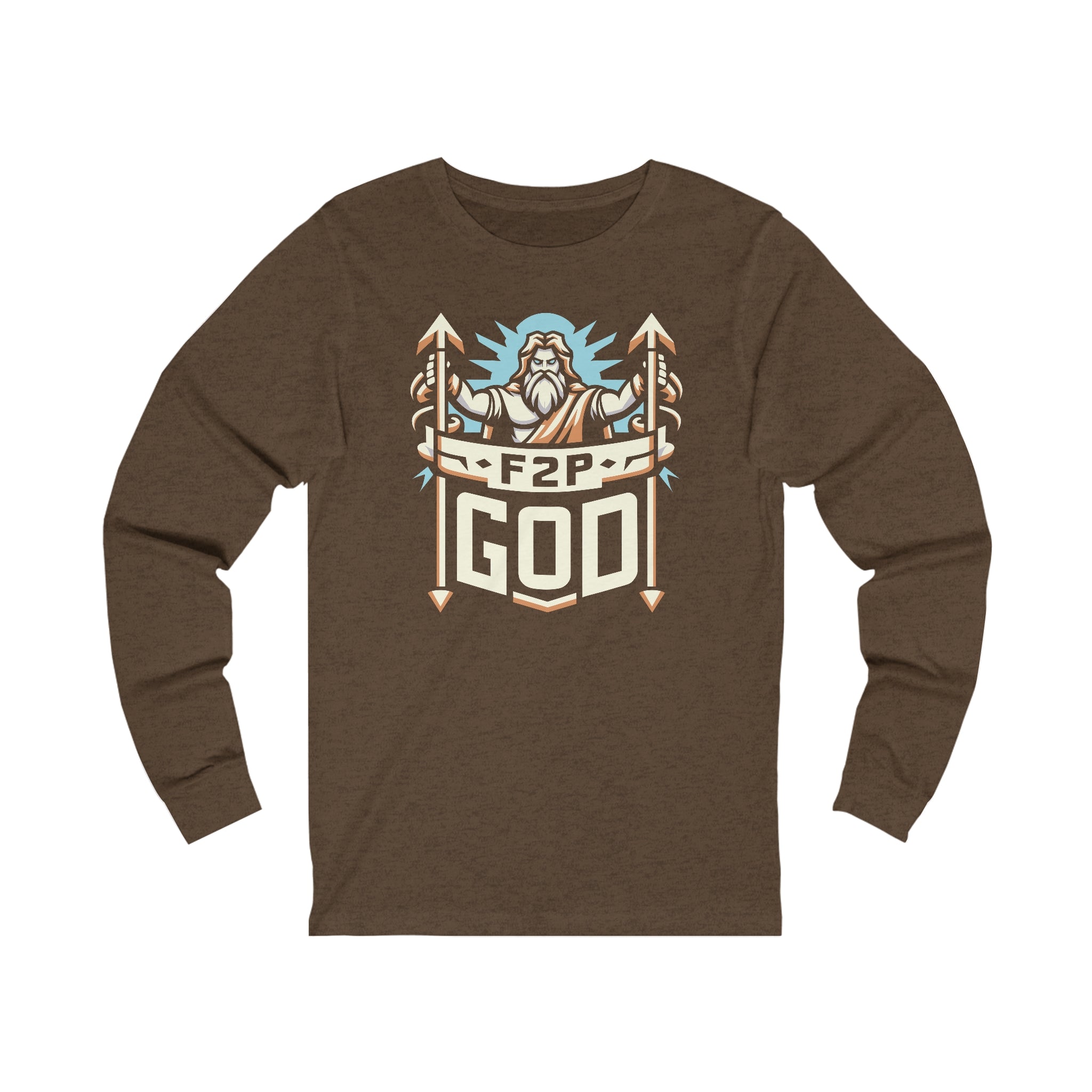 Unisex F2P God Long Sleeve T Shirt S Heather Brown 