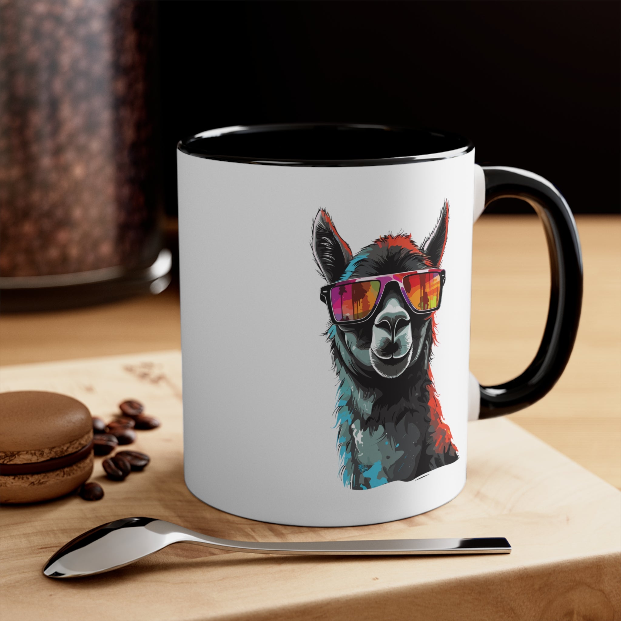 11oz Black Llama Sunglasses Coffee Mug   