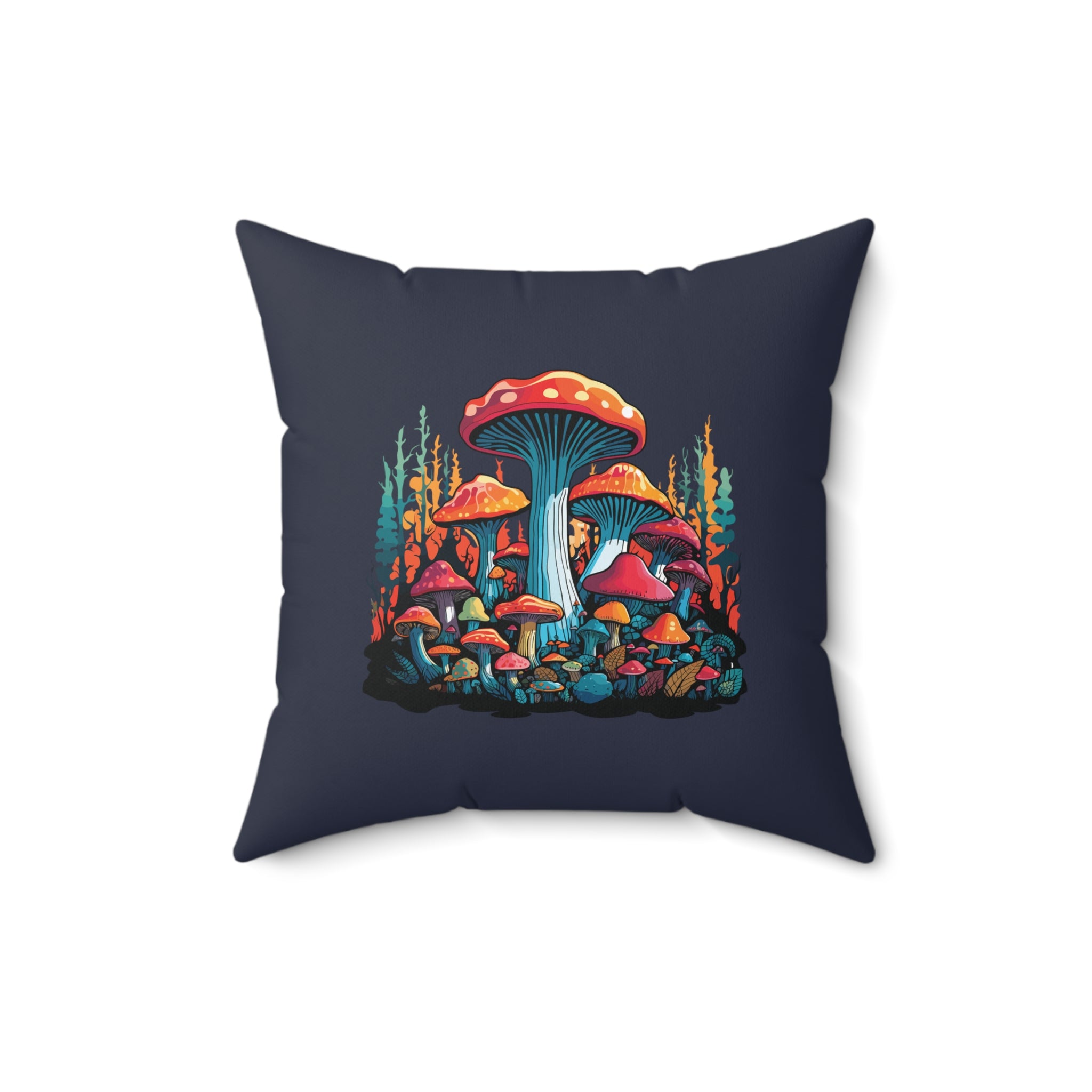 Orange Mushroom Forest Pillow   