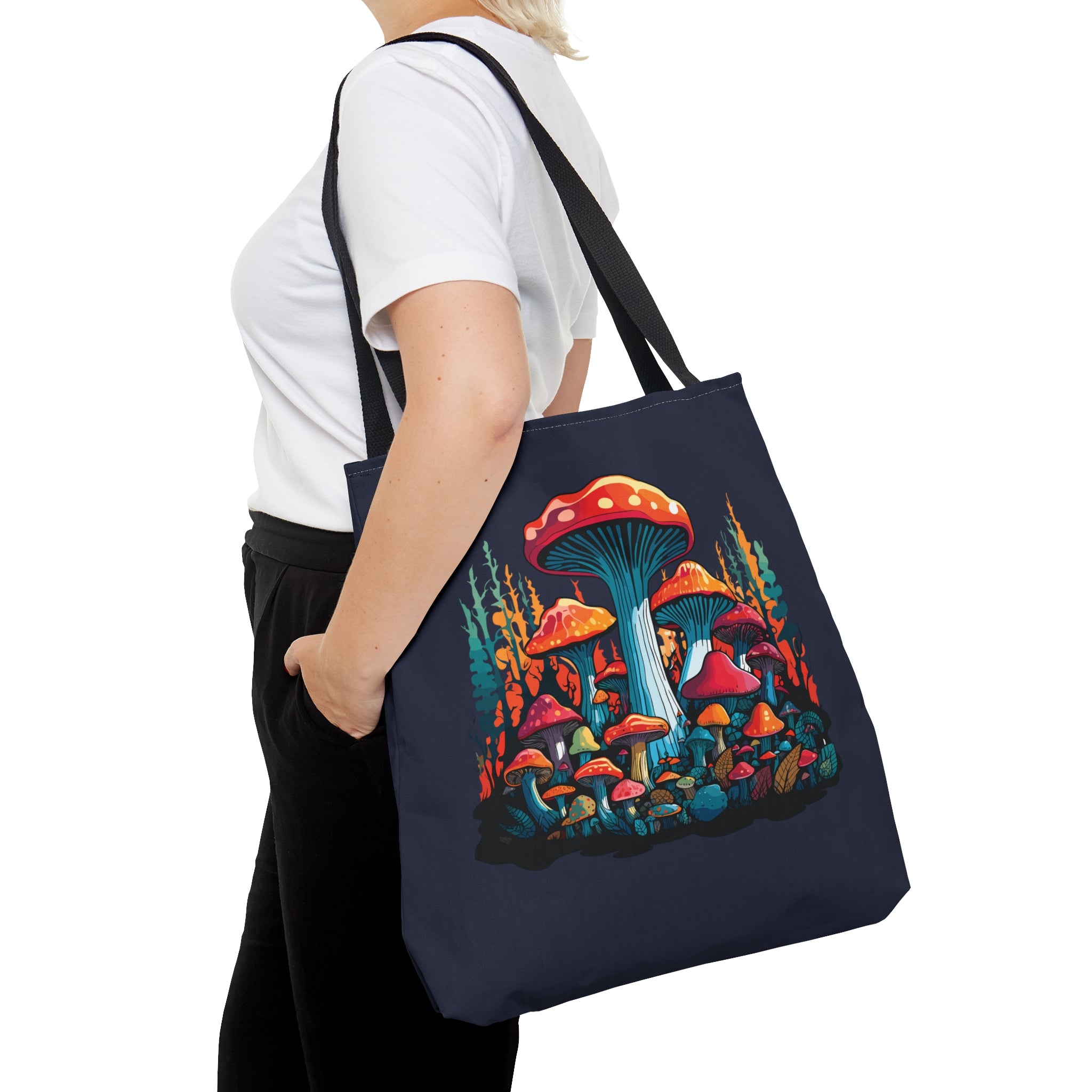 Orange Mushroom Forest Tote Bag   