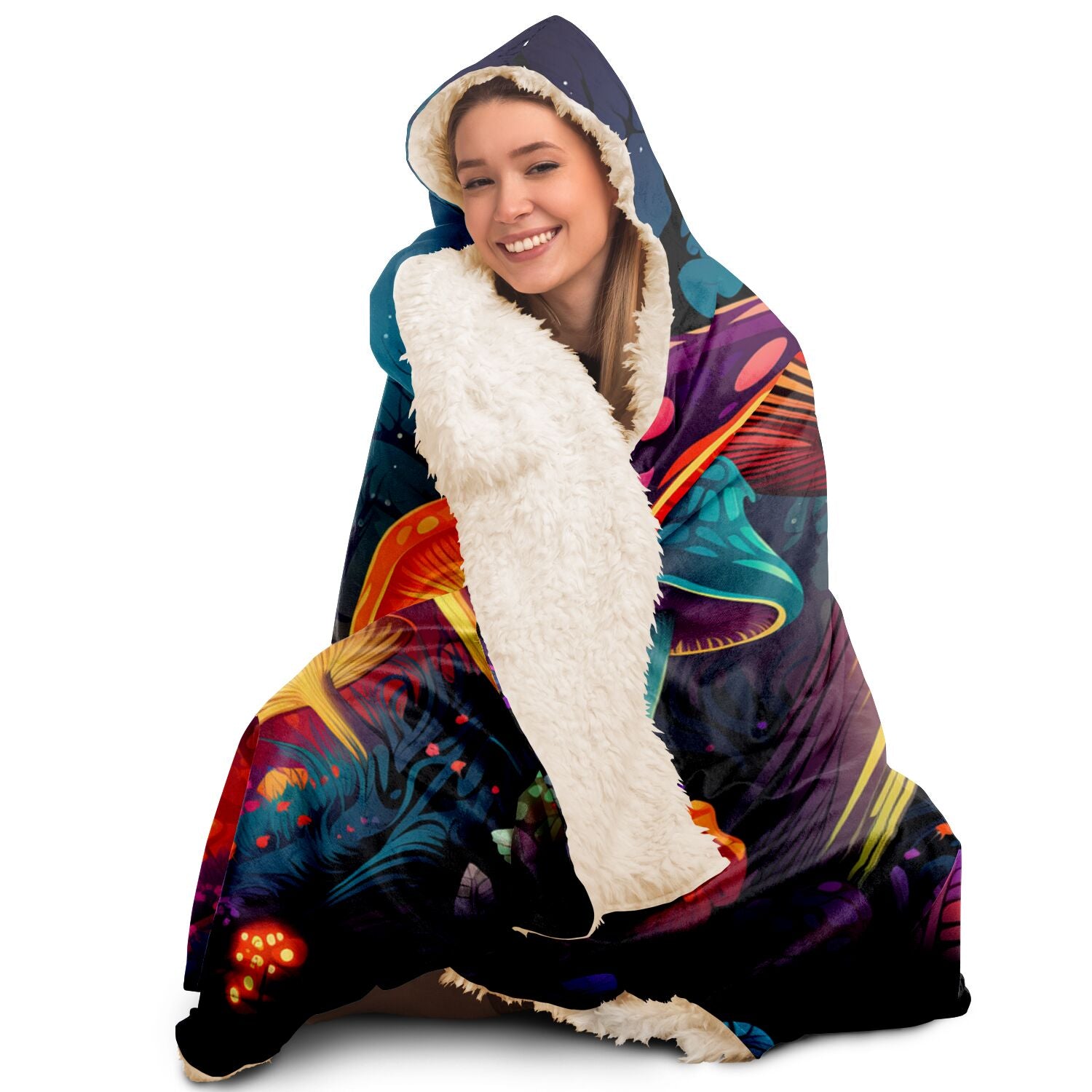 Mushroom Forest Hooded Blanket   