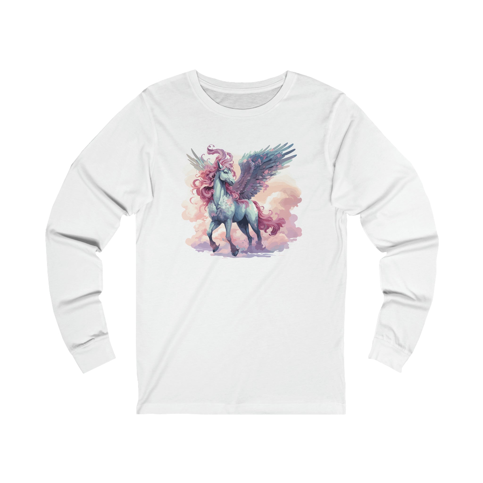 Unisex Pegasus Clouds Long Sleeve T Shirt S White 