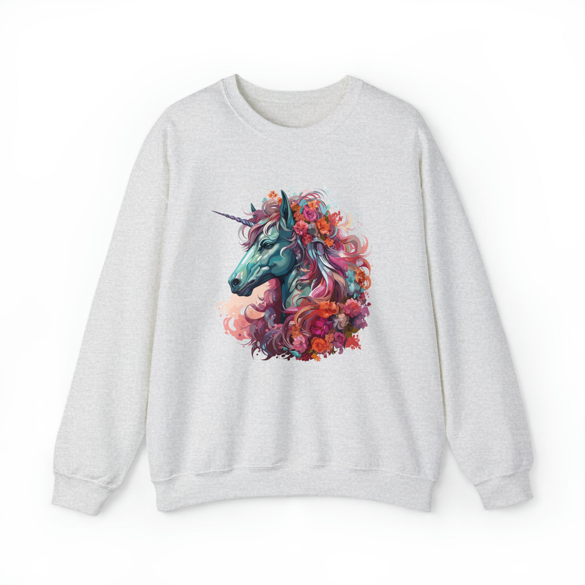 Unisex Unicorn Flowers Sweatshirt S Ash 