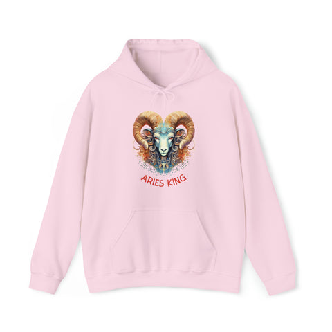 Mens Aries King Hoodie Light Pink S 