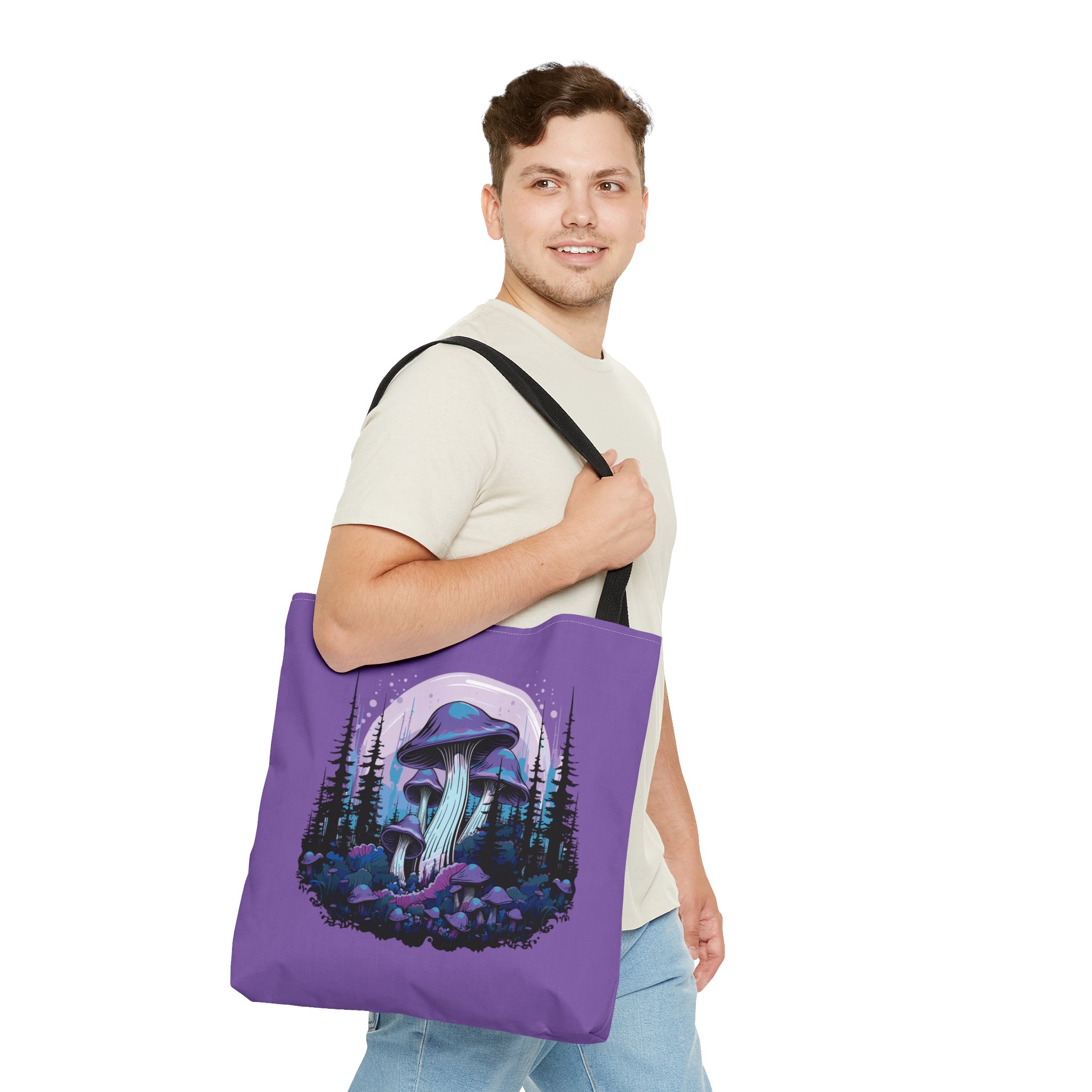 Purple Mushroom Forest Tote Bag   