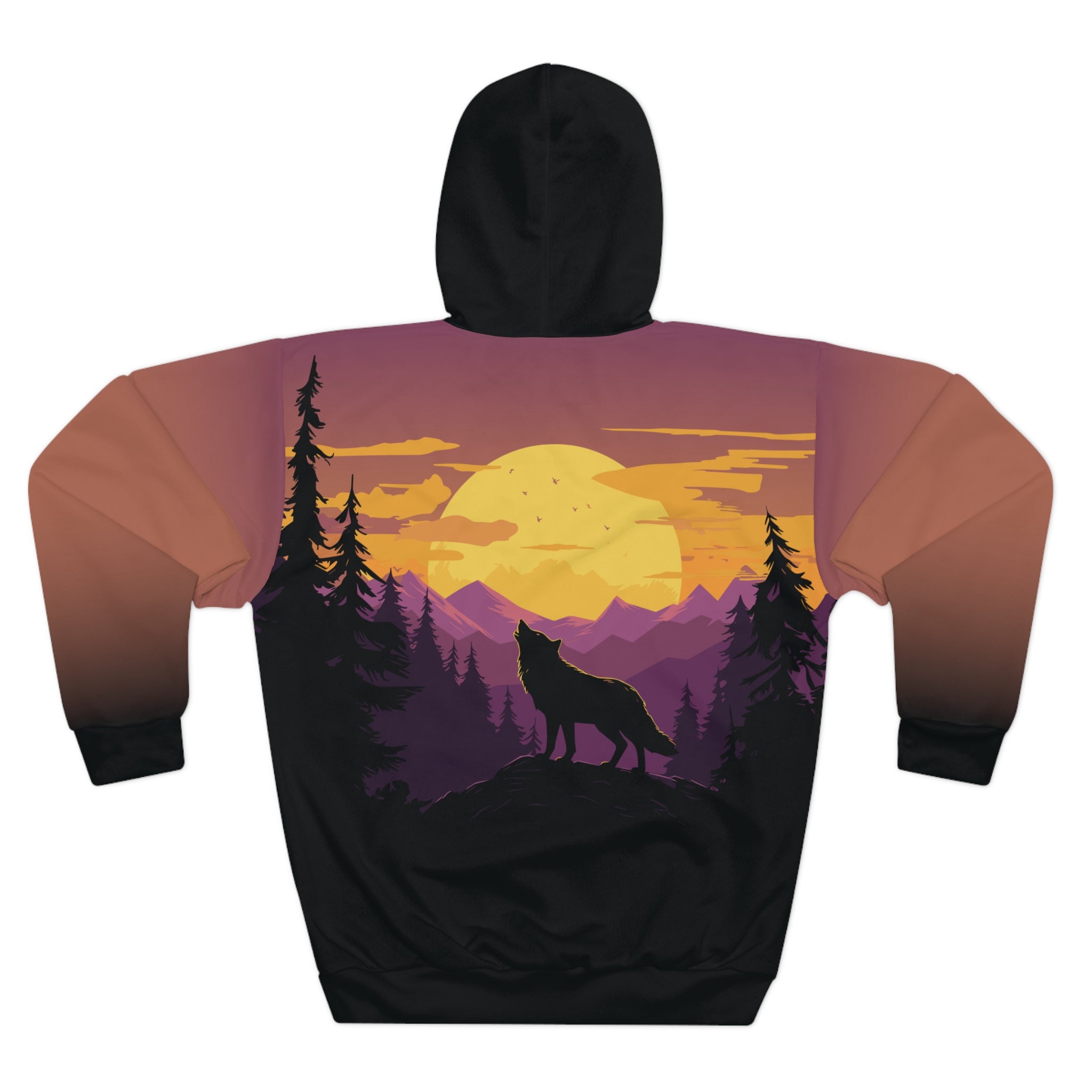 Unisex Sunset Wolf All Over Print Hoodie   