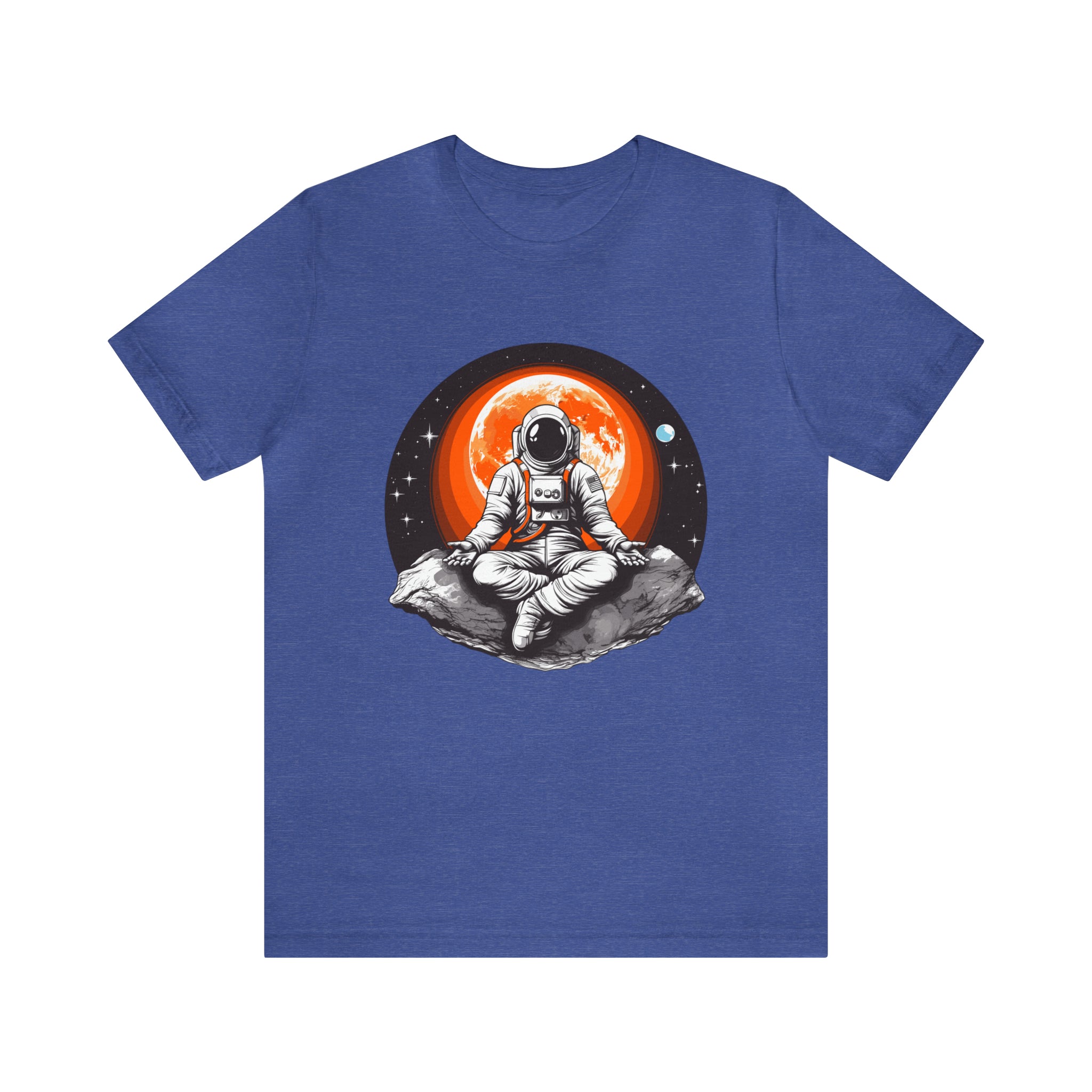 Unisex Meditating Astronaut T Shirt Heather True Royal S 