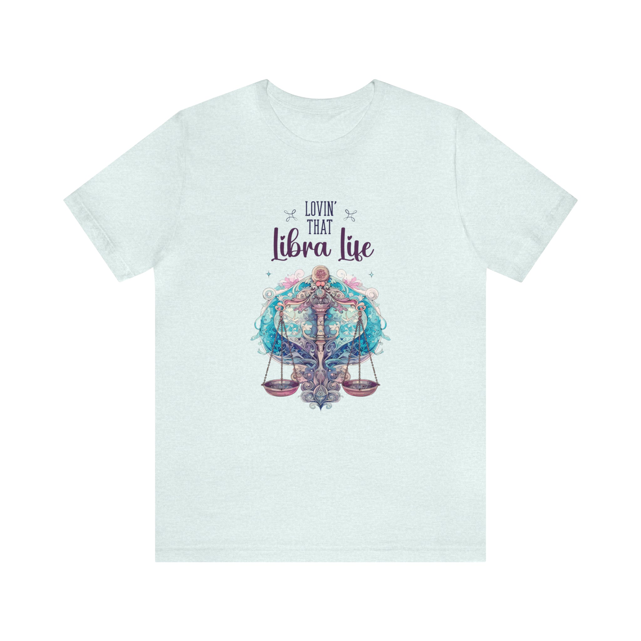 Unisex Libra Life T Shirt Heather Ice Blue S 