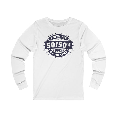 Unisex Gacha 50 50 Winner Long Sleeve T Shirt S White 