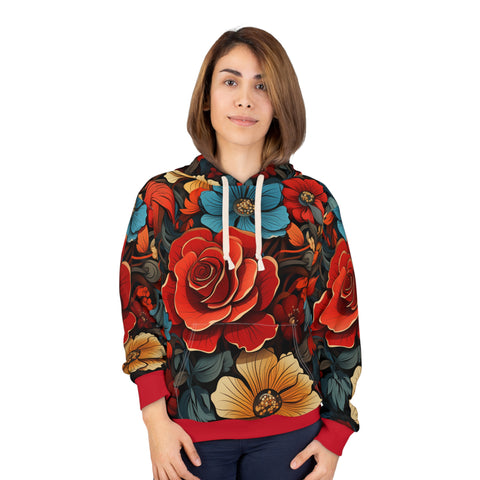 Unisex Colorful Flowers All Over Print Hoodie   