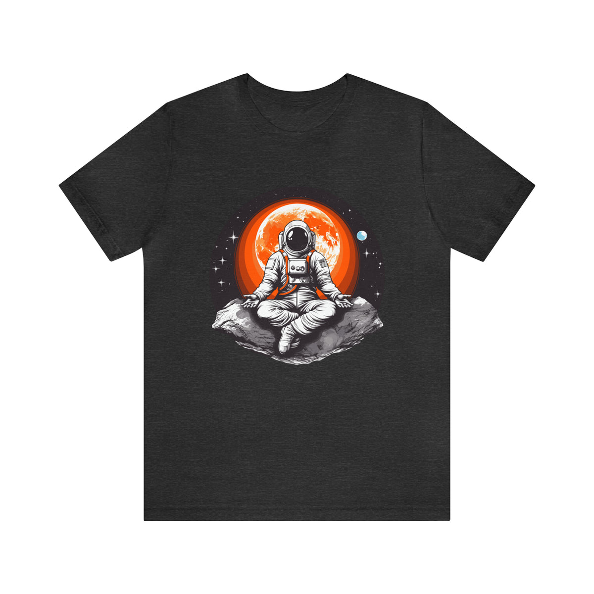 Unisex Meditating Astronaut T Shirt Dark Grey Heather S 