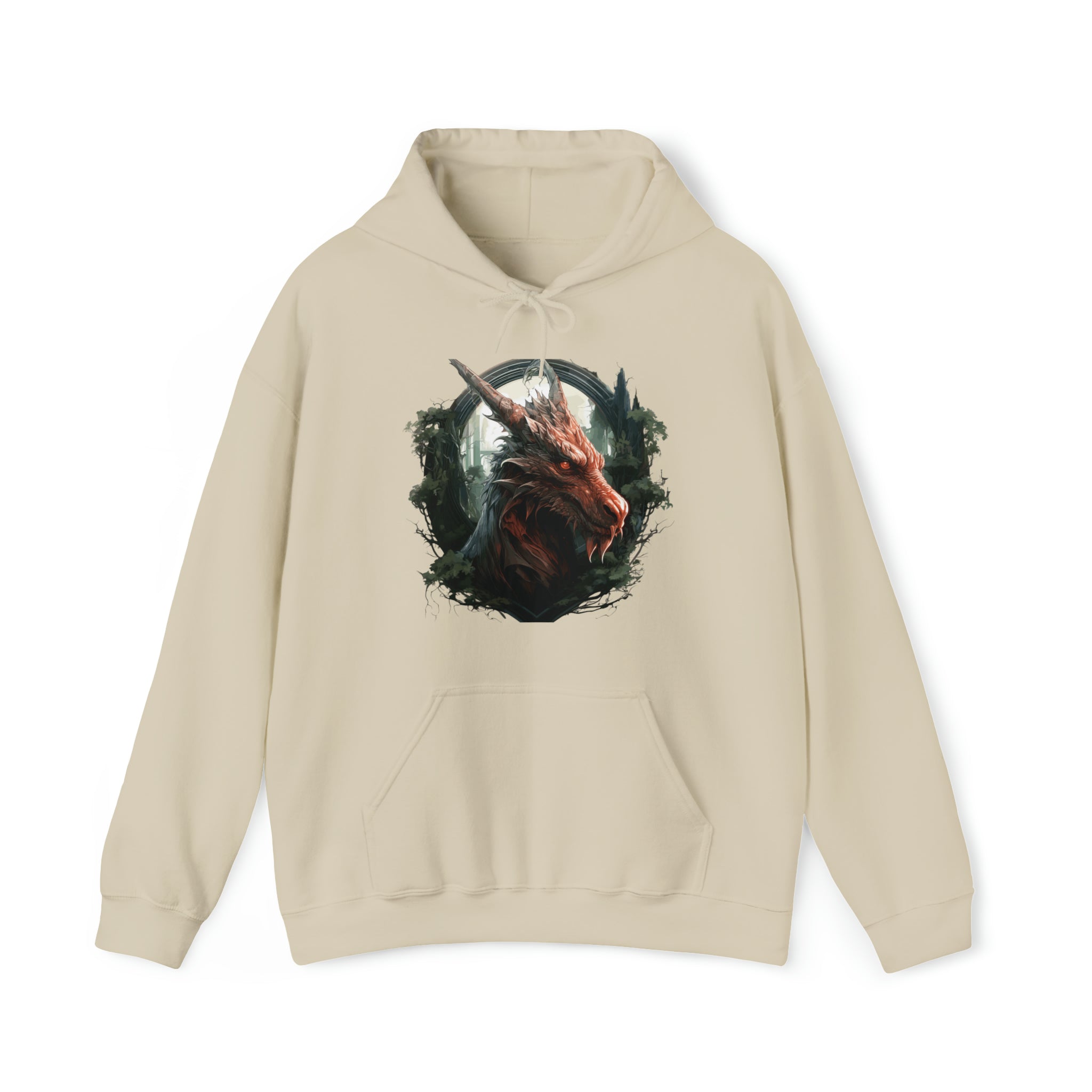 Unisex Dragon Face Hoodie Sand S 