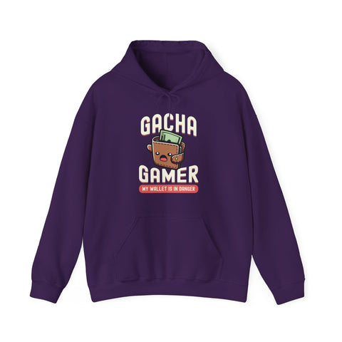 Unisex Gacha Gamer My Wallet is in Trouble Hoodie Purple S 