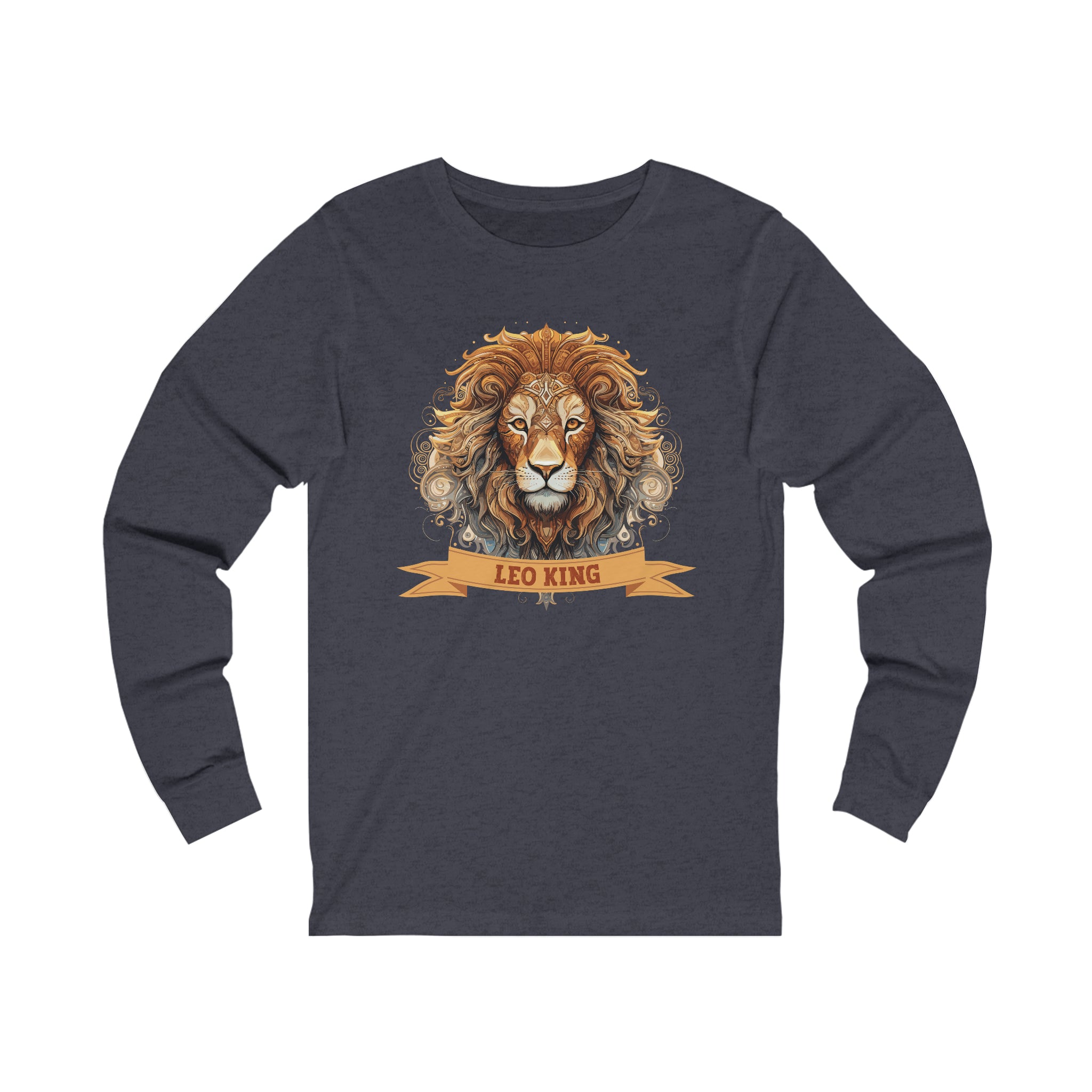 Mens Leo King Long Sleeve T Shirt S Heather Navy 