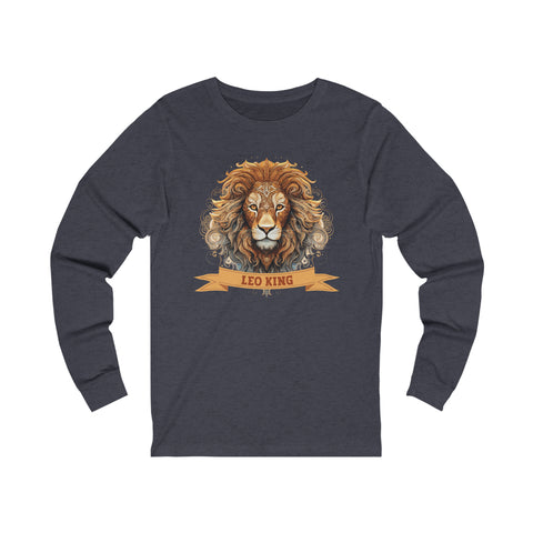 Mens Leo King Long Sleeve T Shirt S Heather Navy 