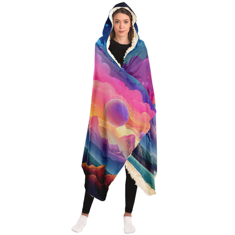 Dreamy Mountainscape Hooded Blanket   