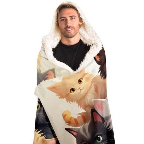 Cute Kitties Hooded Blanket   