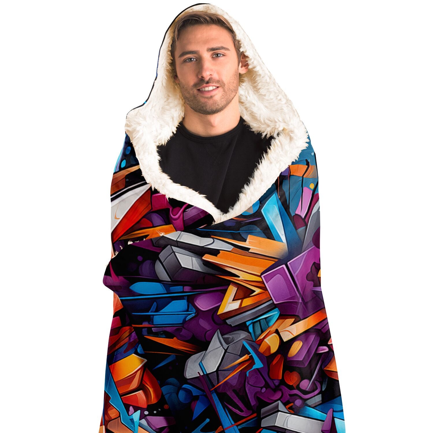 Abstract Graffiti Hooded Blanket   