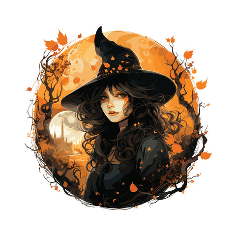 Unisex Autumn Witch Long Sleeve T Shirt   