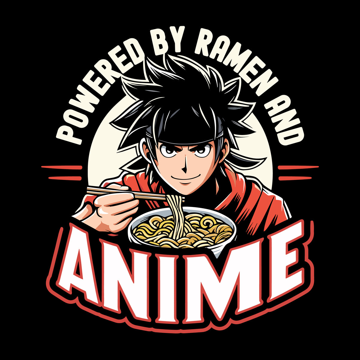 Unisex Powered by Ramen and Anime T Shirt   