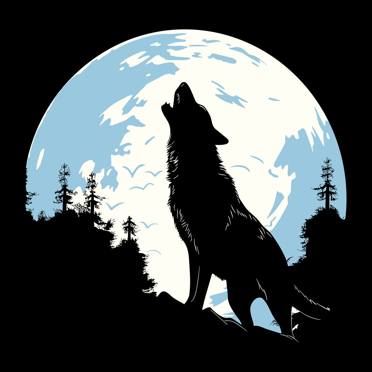 Unisex Howling Wolf Hoodie   